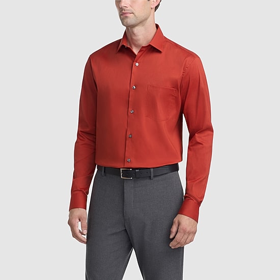Van Heusen Everyday Defense Stain Shield Mens Regular Fit Stretch Fabric Wrinkle Free Long Sleeve Dress Shirt