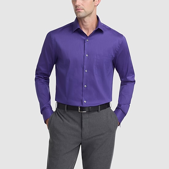 Van Heusen Everyday Defense Stain Shield Mens Regular Fit Stretch Fabric Wrinkle Free Long Sleeve Dress Shirt