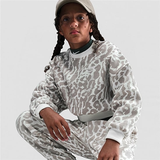 Nike Club Big Kid Girls Crew Neck Fleece Long Sleeve Sweatshirt