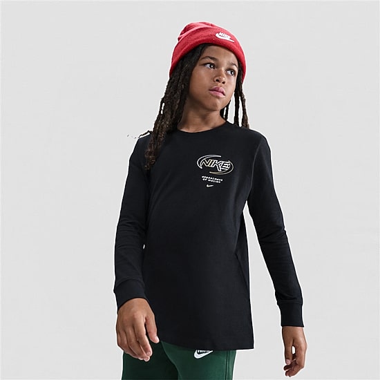 Nike Futura Big Kid Unisex Crew Neck Long Sleeve Regular Fit Graphic T-Shirt