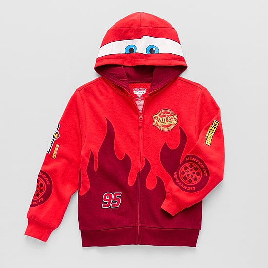 Disney Collection Little & Big Kid Boys Long Sleeve Embroidered Cars Fleece Zipper Hoodie