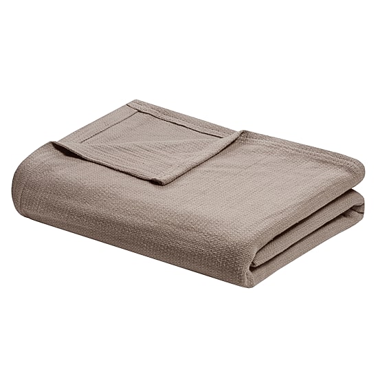 Madison Park Freshspun Basketweave 100% Cotton Blanket