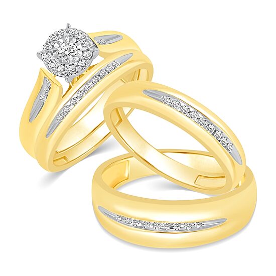 10K Gold Round His and Hers Ring Sets