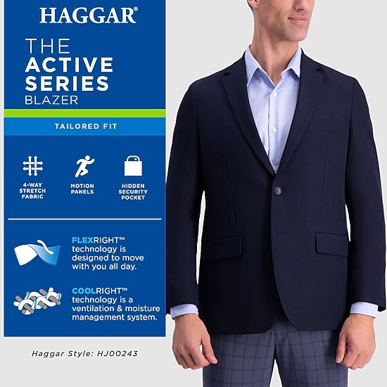 Haggar The Active Series Tailored Mens Stretch Fabric Regular Fit Sport Coat
