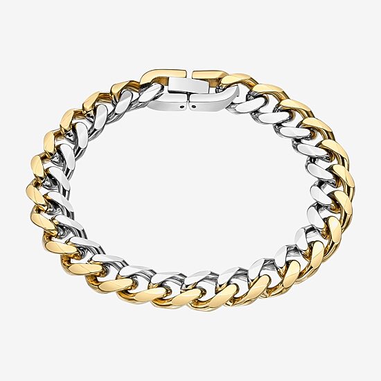Mens Stainless Steel 9 Inch Solid Curb Chain Bracelet