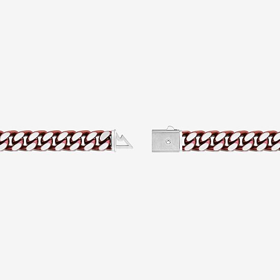 Mens Stainless Steel Solid Curb Chain Bracelet