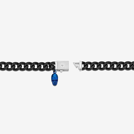 Mens Stainless Steel Solid Curb Skull Chain Bracelet