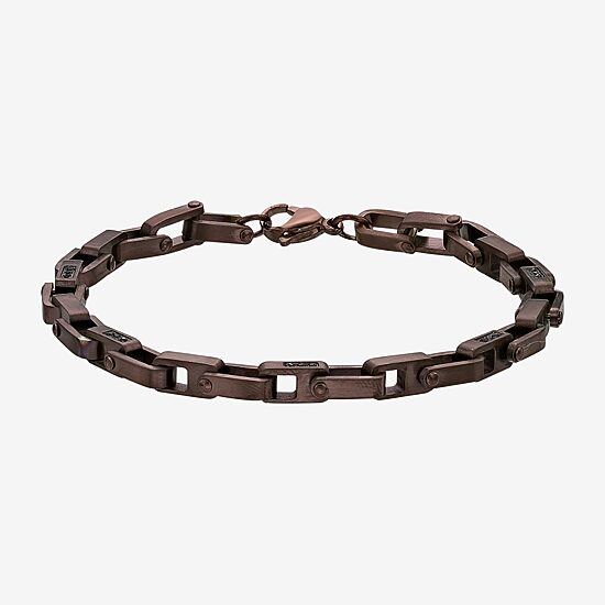 Mens Stainless Steel 8 1/2 Inch Solid Link Chain Bracelet