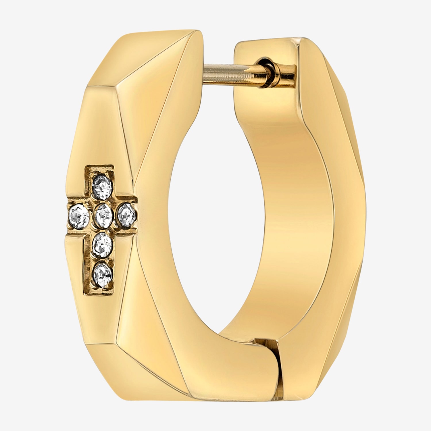Mens Cubic Zirconia Stainless Steel 14mm Hoop Earrings
