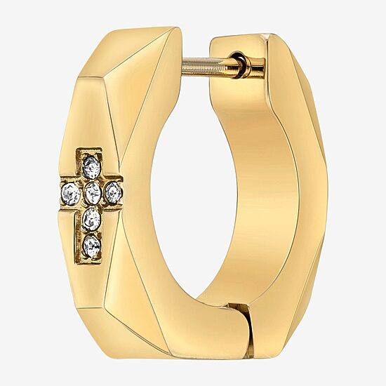 Mens Cubic Zirconia Stainless Steel 14mm Hoop Earrings