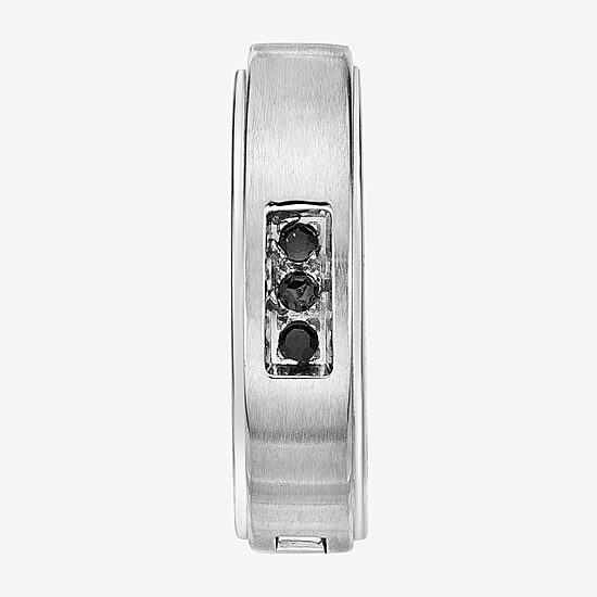 Mens Black Cubic Zirconia Stainless Steel 14mm Single Earring