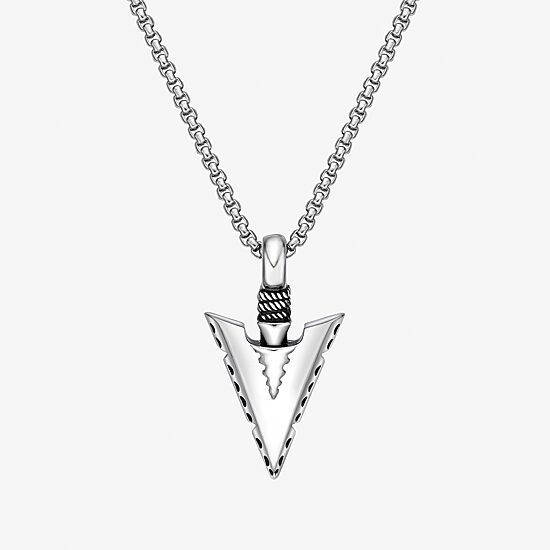 Mens Stainless Steel 24 Inch Pendant Necklace