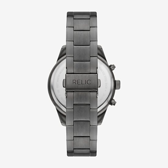 Relic By Fossil Mahoney Mens Multi-Function Gray Stainless Steel Strap Watch Zr15982