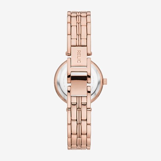 Relic By Fossil Anita Womens Crystal Accent Rose Goldtone Bracelet Watch Zr34628