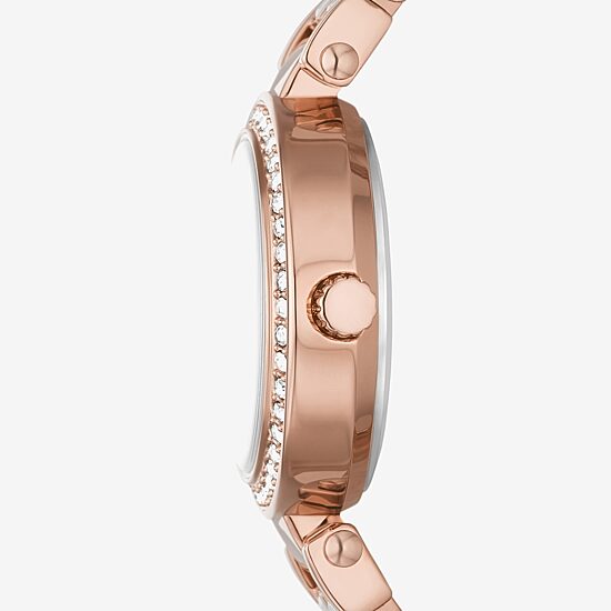 Relic By Fossil Anita Womens Crystal Accent Rose Goldtone Bracelet Watch Zr34628