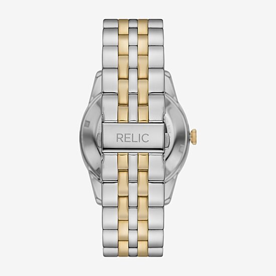 Relic By Fossil Blaine Mens Automatic Two Tone Bracelet Watch Zr77330