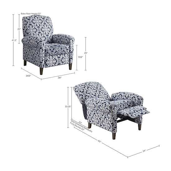 Madison Park Oscar Living Room Collection Roll-Arm Recliner