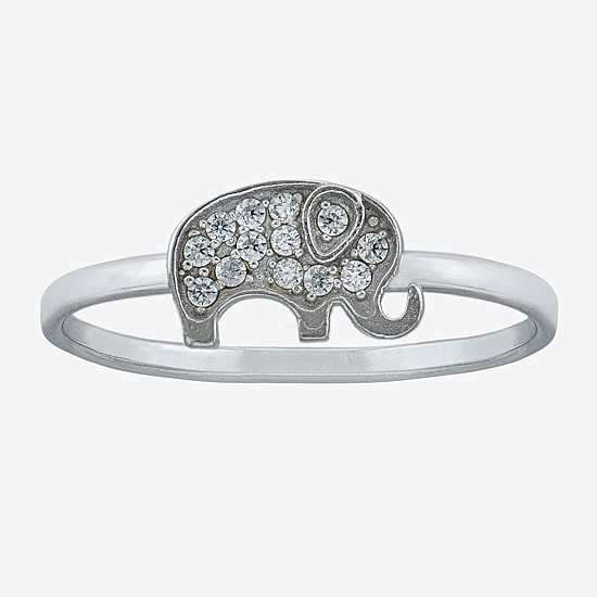 Silver Treasures Womens Cubic Zirconia Sterling Silver Band