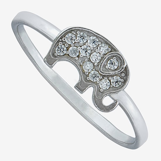 Silver Treasures Womens Cubic Zirconia Sterling Silver Band