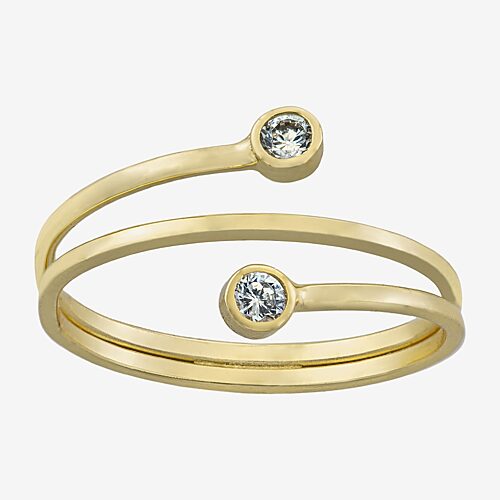 Silver Treasures Womens 2.5MM Cubic Zirconia 14K Gold Over Silver Bypass Band, 7