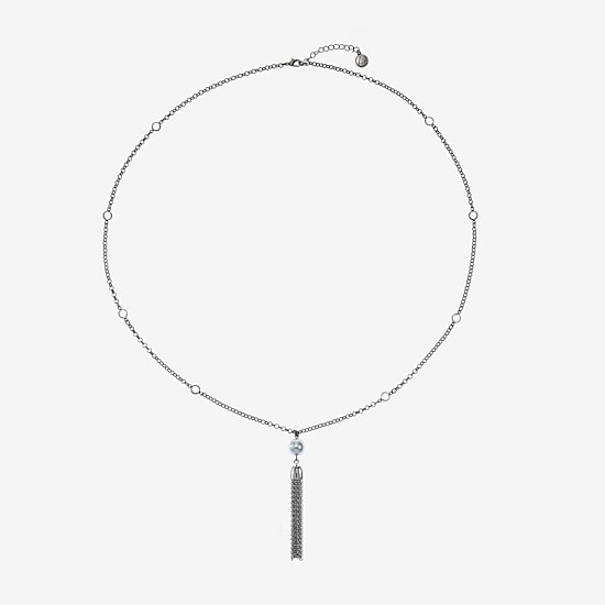 Liz Claiborne Womens White Simulated Pearl 32 Inch Pendant Necklace