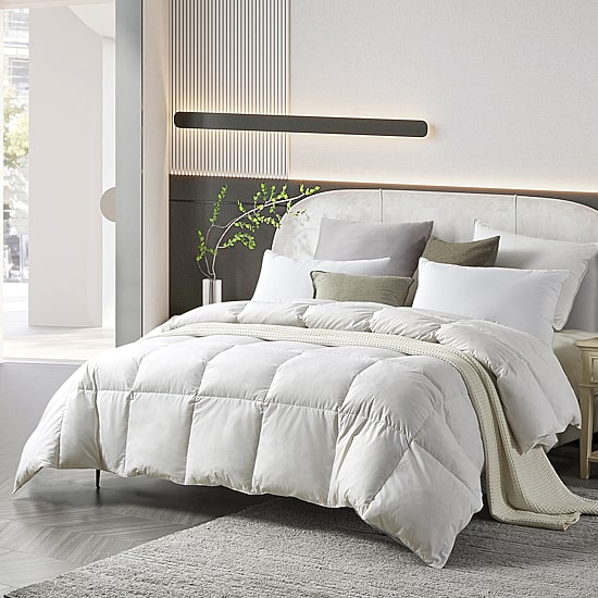 Farm To Home Organic Blended Cotton White Feather And Down Comforter - Medium Warmth