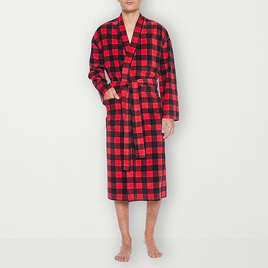 Residence Mens Fleece Kimono Robe Long Sleeve Long Length