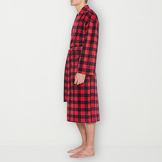 Residence Mens Fleece Kimono Robe Long Sleeve Long Length