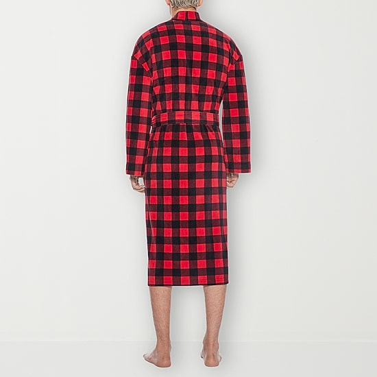 Residence Mens-Tall Fleece Kimono Robe Long Sleeve Long Length