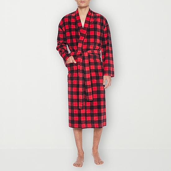 Residence Mens-Tall Fleece Kimono Robe Long Sleeve Long Length