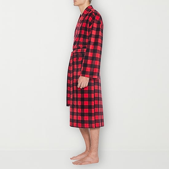Residence Mens-Tall Fleece Kimono Robe Long Sleeve Long Length