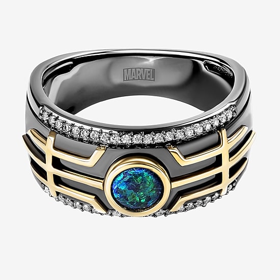 Mens 1/6 CT. T.W. Lab Created Green Opal 14K Gold Over Silver Sterling Silver Loki Marvel Band
