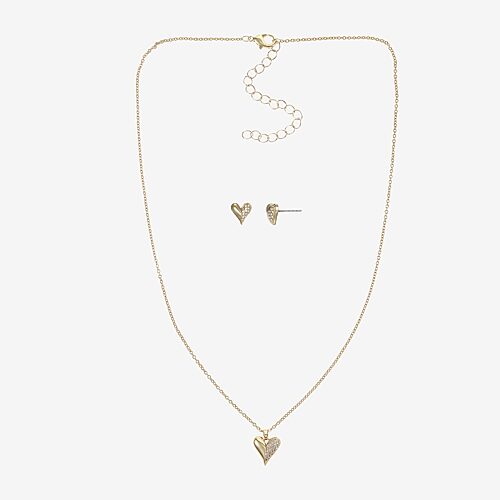 Sparkle Allure Womens Cubic Zirconia 14K Gold Over Brass Heart 2-pc. Jewelry Set, One Size