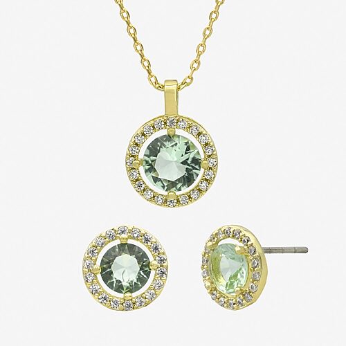 Sparkle Allure Womens Green Cubic Zirconia 14K Gold Over Brass Round 2-pc. Jewelry Set, One Size
