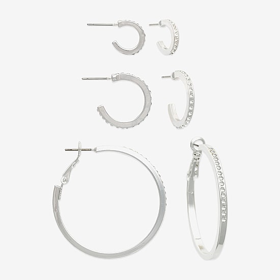 Mixit Womens Glass 3 Pair Earring Set