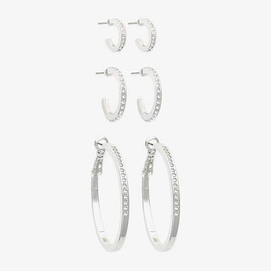 Mixit Womens Glass 3 Pair Earring Set