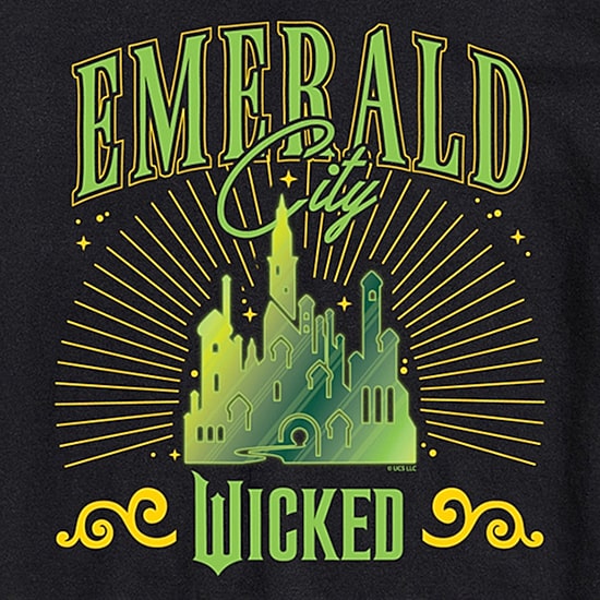 Wicked Movie Emerald City Tee Womens Juniors Crew Neck Short Sleeve Regular Fit Wicked Graphic T-Shirt