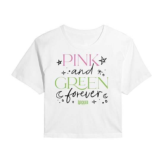 Movie Pink And Green Forever Cropped Tee Womens Juniors Crew Neck Short Sleeve Regular Fit Wicked Graphic T-Shirt