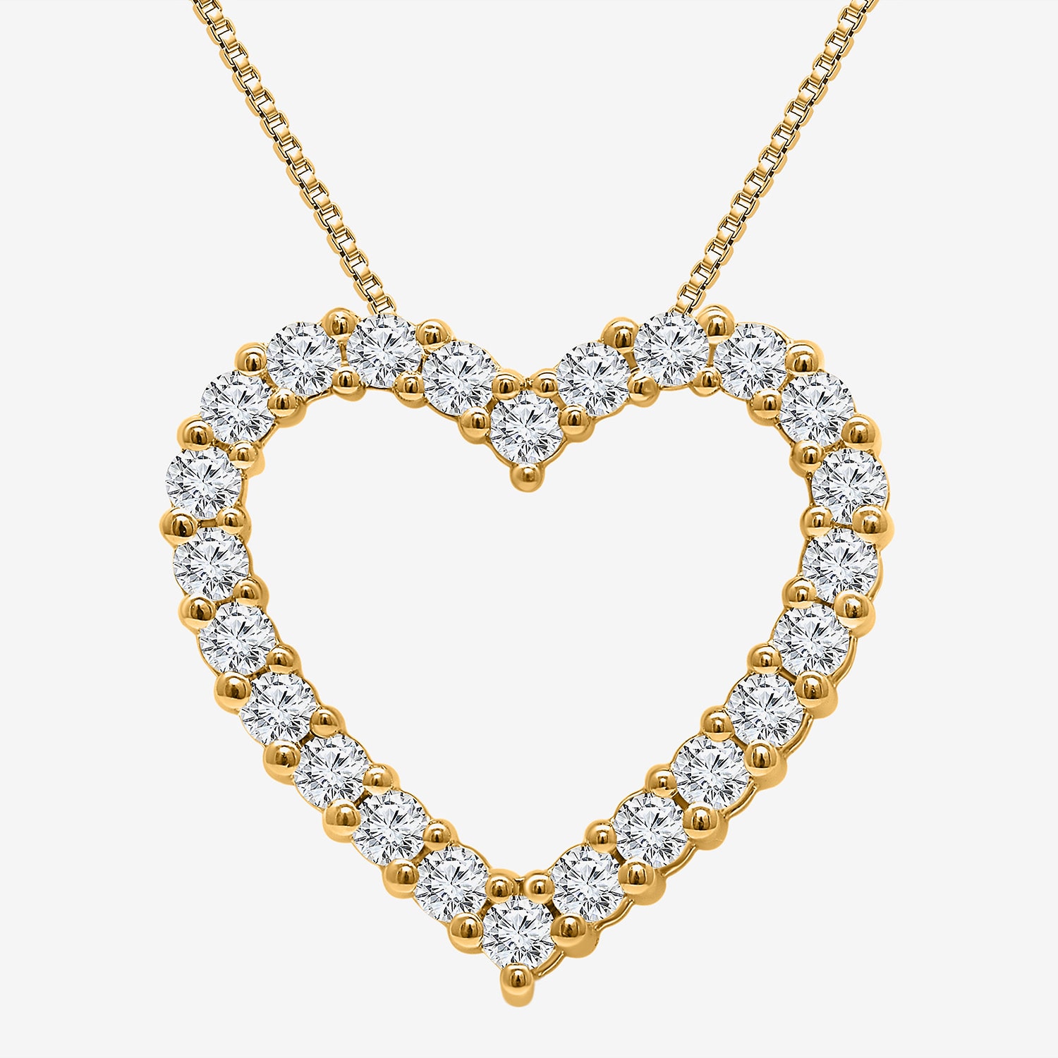 I / I1) Womens 1 CT. T.W. Lab Grown White Diamond 10K Gold Heart 18 Inch Pendant Necklace