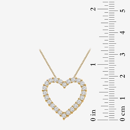 (I / I1) Womens 1 CT. T.W. Lab Grown White Diamond 10K Gold Heart 18 Inch Pendant Necklace