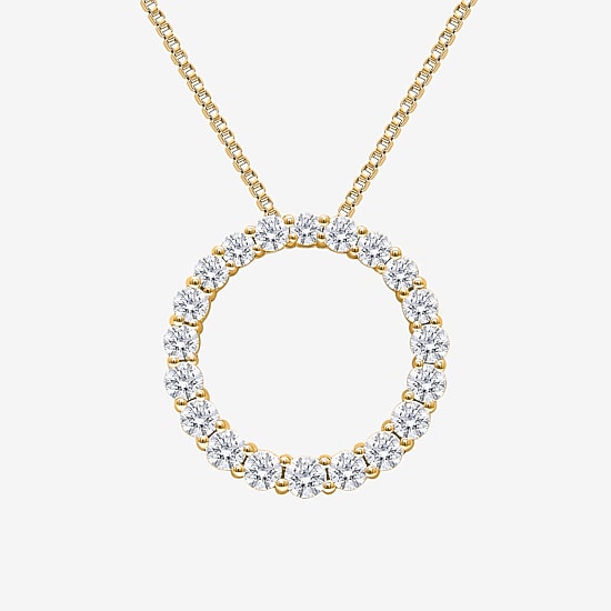 (I / I1) Womens 1 CT. T.W. Lab Grown White Diamond 10K Gold Heart 18 Inch Pendant Necklace