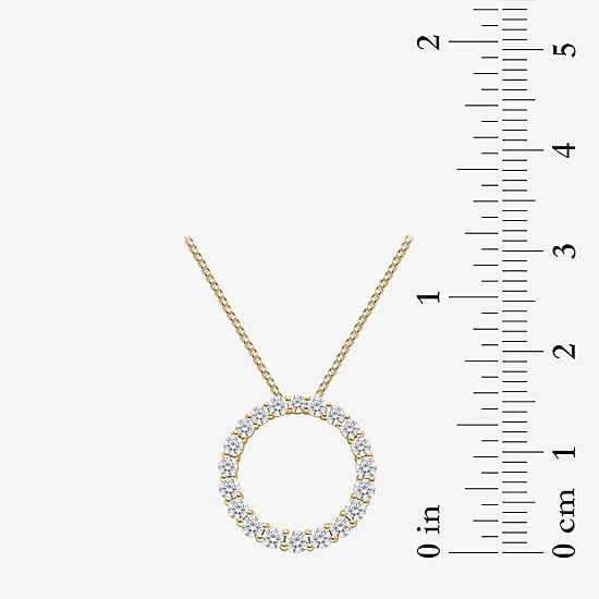 (I / I1) Womens 1 CT. T.W. Lab Grown White Diamond 10K Gold Heart 18 Inch Pendant Necklace