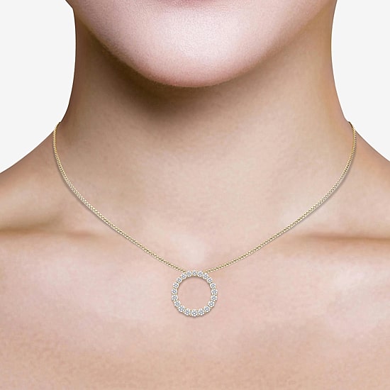 (I / I1) Womens 1 CT. T.W. Lab Grown White Diamond 10K Gold Heart 18 Inch Pendant Necklace
