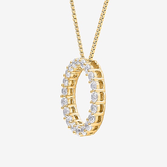 (I / I1) Womens 1 CT. T.W. Lab Grown White Diamond 10K Gold Heart 18 Inch Pendant Necklace