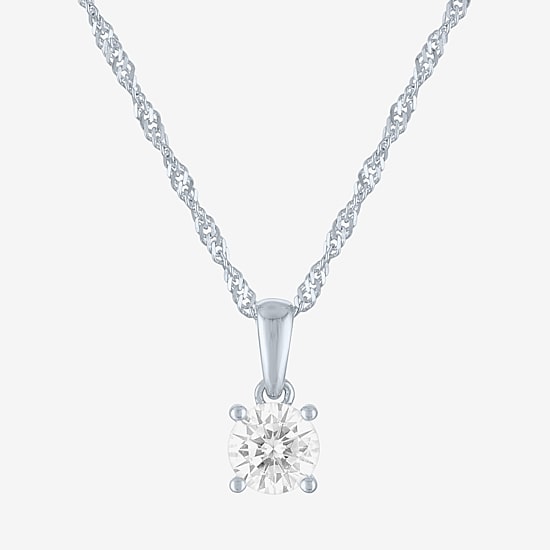 (G-H / Si2-I1) Womens 1/2 CT. T.W. Lab Grown White Diamond 10K Gold Round Pendant Necklace