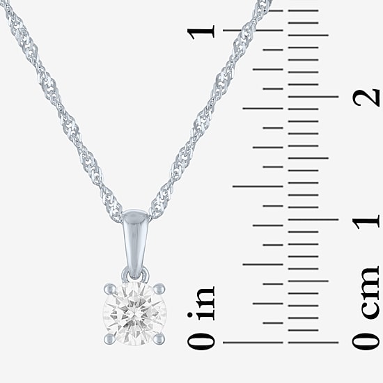 (G-H / Si2-I1) Womens 1/2 CT. T.W. Lab Grown White Diamond 10K Gold Round Pendant Necklace