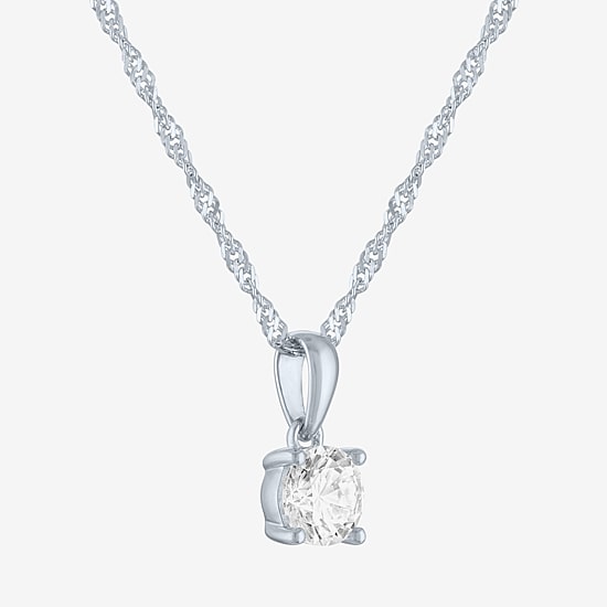 (G-H / Si2-I1) Womens 1/2 CT. T.W. Lab Grown White Diamond 10K Gold Round Pendant Necklace