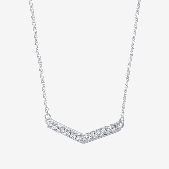 Yes, Please! Womens Diamond Sterling Silver 18 Inch Chevron Necklace