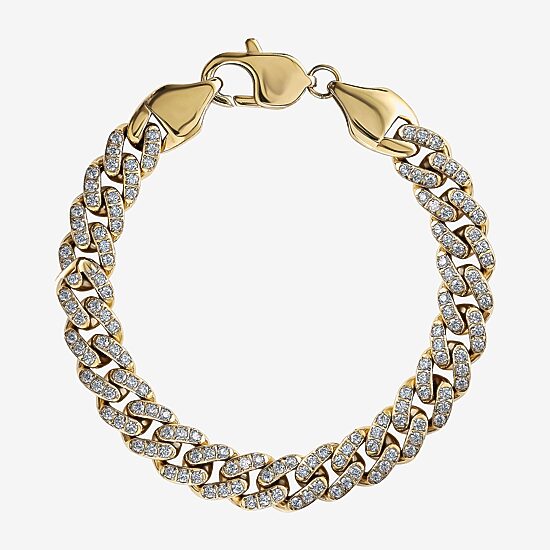 Mens Stainless Steel 8 1/2 Inch Curb Chain Bracelet