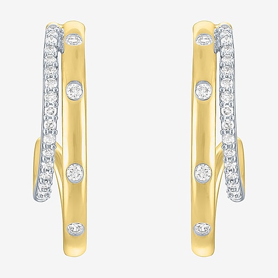Diamond Addiction (G-H / I1-I2) Womens 1/4 CT. T.W. Lab Grown White Diamond 14K Gold Over Silver 20mm Hoop Earrings